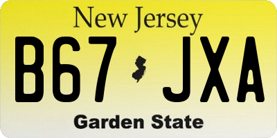 NJ license plate B67JXA