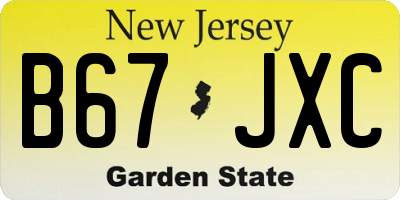 NJ license plate B67JXC