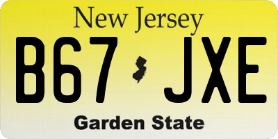 NJ license plate B67JXE