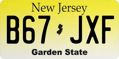 NJ license plate B67JXF