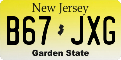 NJ license plate B67JXG