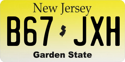 NJ license plate B67JXH