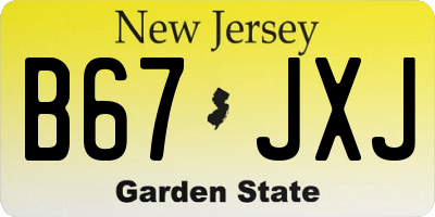 NJ license plate B67JXJ