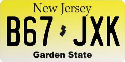 NJ license plate B67JXK