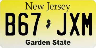 NJ license plate B67JXM