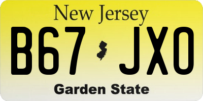 NJ license plate B67JXO