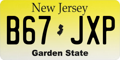 NJ license plate B67JXP