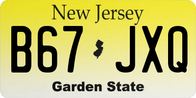NJ license plate B67JXQ