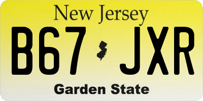NJ license plate B67JXR
