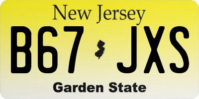 NJ license plate B67JXS