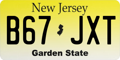 NJ license plate B67JXT