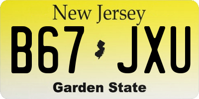NJ license plate B67JXU