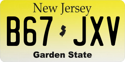 NJ license plate B67JXV