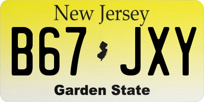 NJ license plate B67JXY