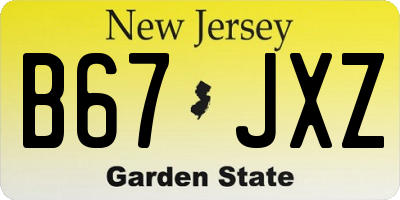 NJ license plate B67JXZ
