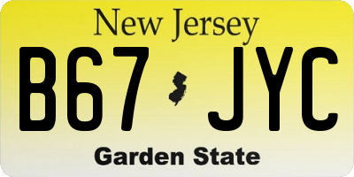 NJ license plate B67JYC
