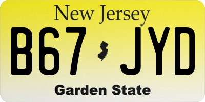NJ license plate B67JYD