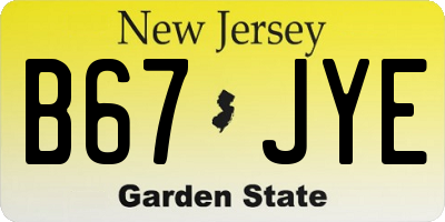 NJ license plate B67JYE