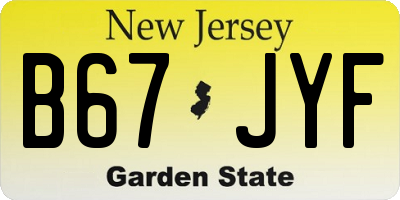 NJ license plate B67JYF