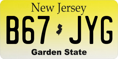 NJ license plate B67JYG