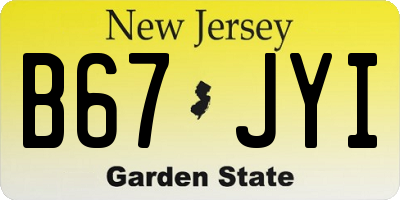 NJ license plate B67JYI