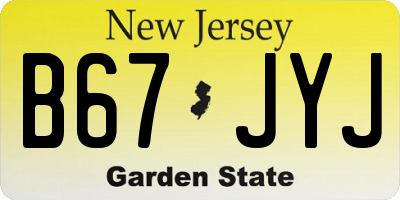 NJ license plate B67JYJ