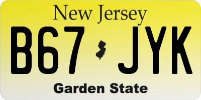 NJ license plate B67JYK