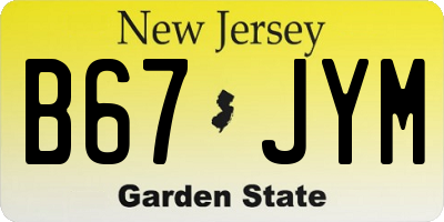 NJ license plate B67JYM