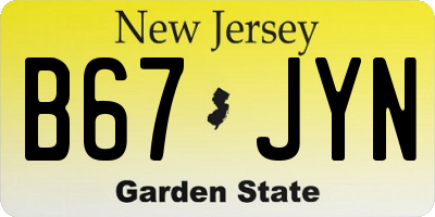 NJ license plate B67JYN