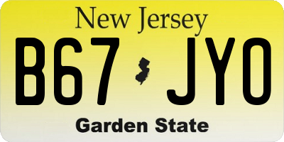 NJ license plate B67JYO