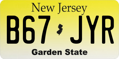 NJ license plate B67JYR