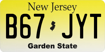 NJ license plate B67JYT