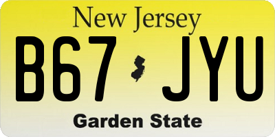 NJ license plate B67JYU