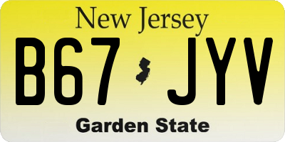 NJ license plate B67JYV