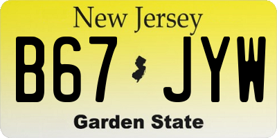 NJ license plate B67JYW