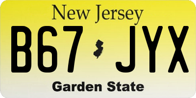 NJ license plate B67JYX