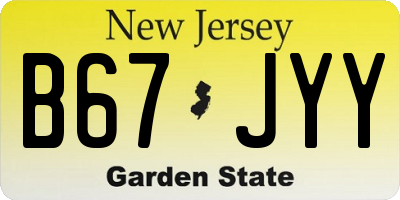 NJ license plate B67JYY