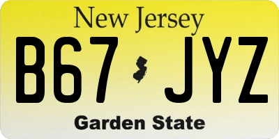 NJ license plate B67JYZ
