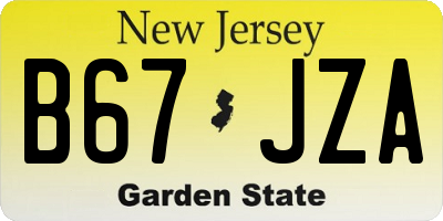 NJ license plate B67JZA