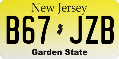 NJ license plate B67JZB