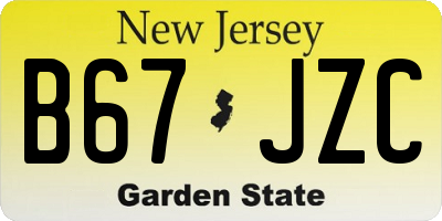 NJ license plate B67JZC
