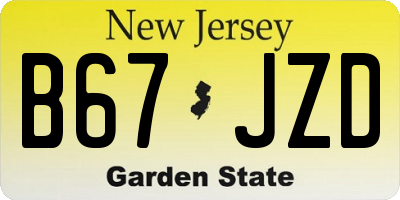 NJ license plate B67JZD