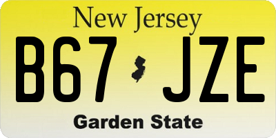 NJ license plate B67JZE