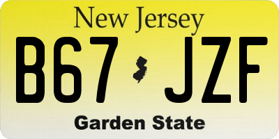 NJ license plate B67JZF