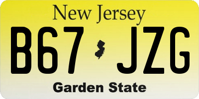 NJ license plate B67JZG