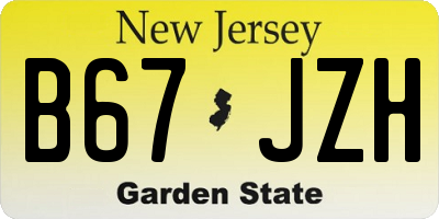 NJ license plate B67JZH