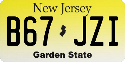NJ license plate B67JZI