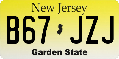 NJ license plate B67JZJ