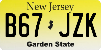 NJ license plate B67JZK