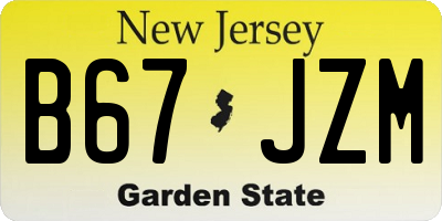 NJ license plate B67JZM
